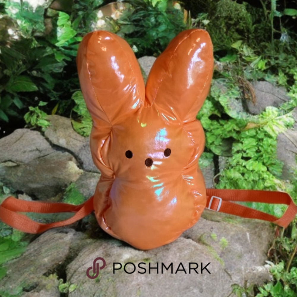 Shiny Orange Peep Bunny Backpack Purse